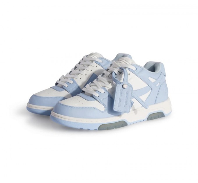 Кроссовки Off-White Out Of Office Low-Top Calf Leather Sneakers Light Blue White OMIA189C99LEA0044001
