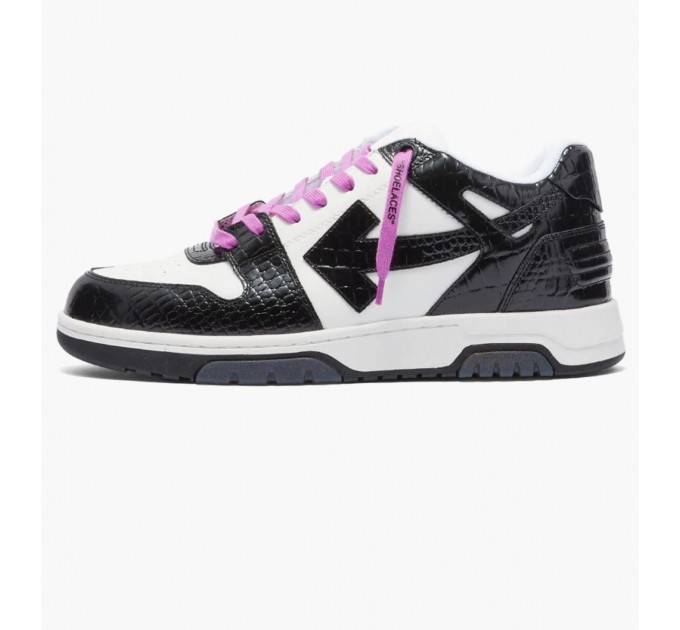 Кроссовки Off-White Out Of Office Croco Print Sneaker 'Black White Purple' OMIA189F22LEA0040110