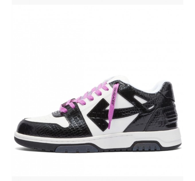 Кроссовки Off-White Out Of Office Croco Print Sneaker 'Black White Purple' OMIA189F22LEA0040110