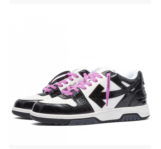 Кроссовки Off-White Out Of Office Croco Print Sneaker 'Black White Purple' OMIA189F22LEA0040110