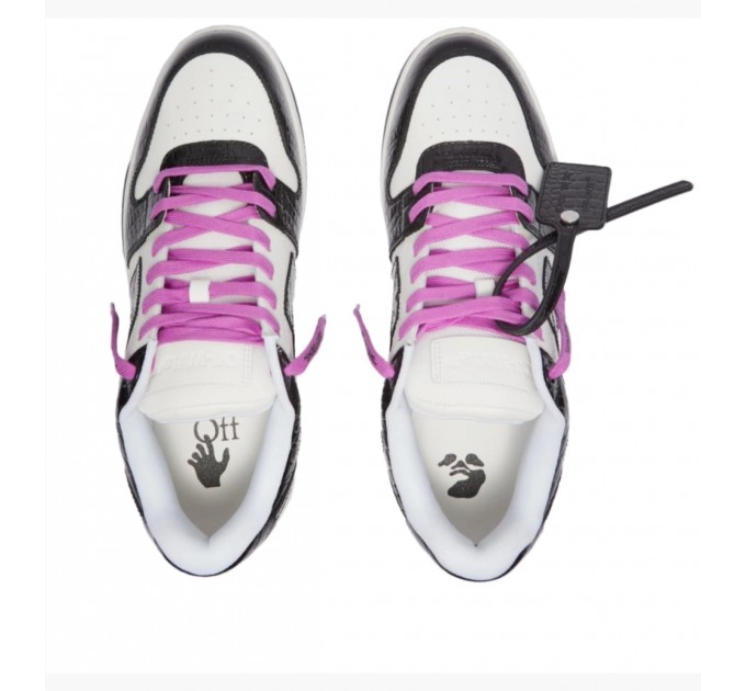 Кроссовки Off-White Out Of Office Croco Print Sneaker 'Black White Purple' OMIA189F22LEA0040110