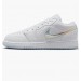 Кроссовки Nike Gs Air Jordan 1 Low White Ice Blue Glitter Swoosh FQ9112-100