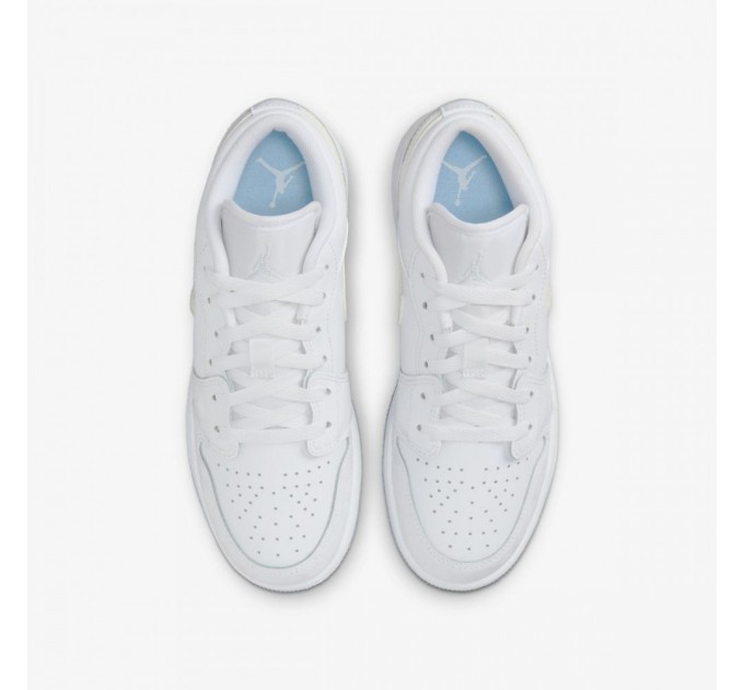 Кроссовки Nike Gs Air Jordan 1 Low White Ice Blue Glitter Swoosh FQ9112-100
