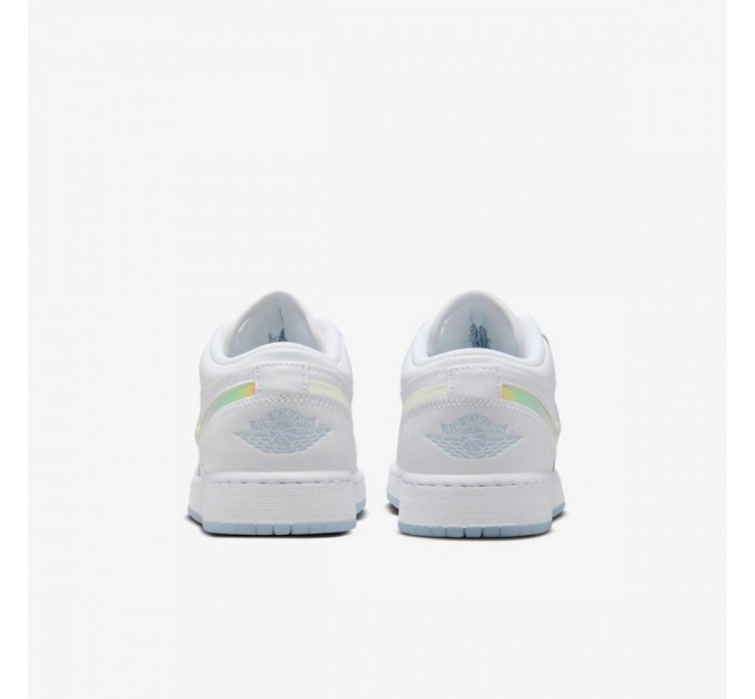 Кроссовки Nike Gs Air Jordan 1 Low White Ice Blue Glitter Swoosh FQ9112-100