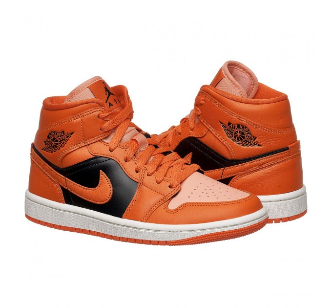 Кроссовки женские Jordan 1 Mid Orange Black (DM3381-600)