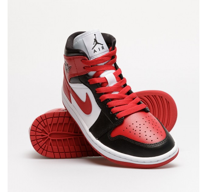 Кроссовки женские Jordan 1 Mid Bred Toe (BQ6472-079)