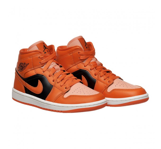 Кроссовки женские Jordan 1 Mid Orange Black (DM3381-600)